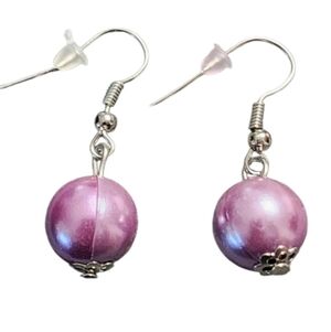 Purple Faux Pearl Earrings